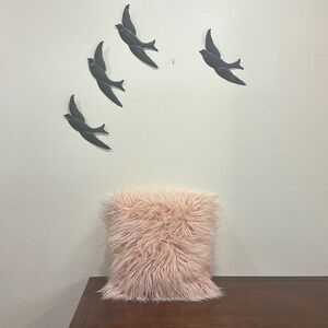 Phantoscope Peach Pink Faux Fur Pillow Cover & Insert ~ 18" X 18"